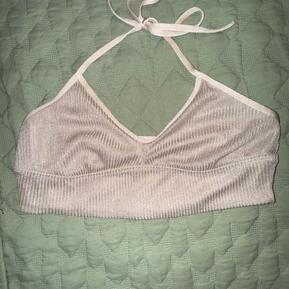 Aerie Cream Ribbed Bandeau with Stretchy Comfort - Picture 3 of 8